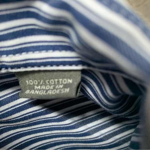 Kenneth Cole Reaction Shirt Mens Large Blue Long Sleeve Button Down Striped Slim - Picture 7 of 10